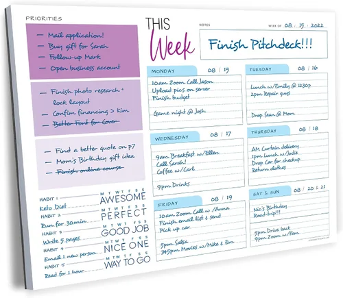 Vista 7 de Agenda semanal encuadernada en espiral A5 – Agenda sin fecha – Cuaderno de lista de tareas – Rastreador de hábitos – 52 semanas – Agenda diaria sin