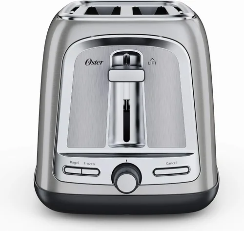 Vista 4 de Oster Abrelatas eléctrico con afilador de cuchillos + tostadora Oster de 2 rebanadas con tecnología avanzada de tostadas, acero inoxidable