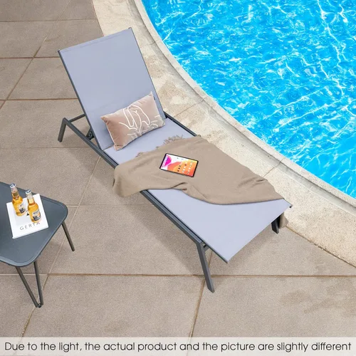 Vista 4 de COSTWAY Sillón reclinable para patio, con respaldo ajustable de 6 posiciones, para jardín y piscina
