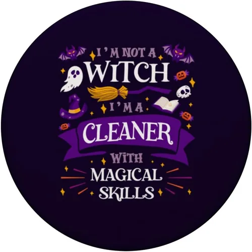 Vista 3 de Ain't a Witch - Cleaner With Magical Skills Halloween Women PopSockets Swappable PopGrip