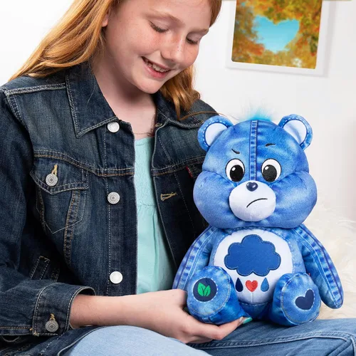 Vista 3 de Care Bears Peluche mediano de 14 pulgadas, oso gruñón, nuevo diseño de mezclilla, material suave y respetuoso con el medio ambiente