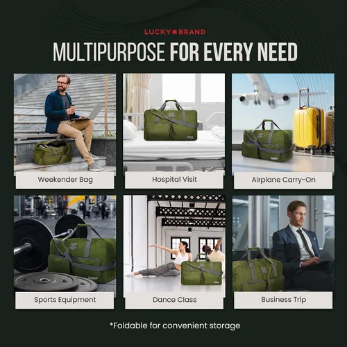 Vista 2 de Lucky Travel - Bolsa de lona de 65 L, bolsa de gimnasio y bolsa de lona para hombres, bolsa plegable para mujeres y hombres con correa de hombro