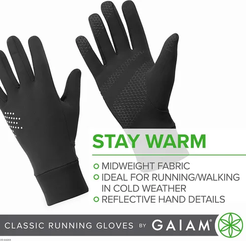 Vista 2 de Gaiam - Guantes de running para mujer, con pantalla táctil clásica, ligeros, para correr, para mujer