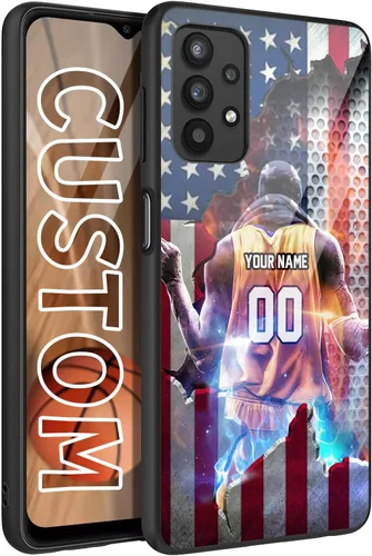 Vista 10 de Funda de goma personalizada con diseño de bandera de Estados Unidos para Galaxy A16/A15/A25/A14/A54/A53/ A03S/A02S América Fuego