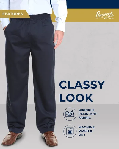 Vista 3 de Pembrook Pantalones de cintura elástica para hombre para personas mayores, pantalones adaptativos para hombres mayores, pantalones de cintura