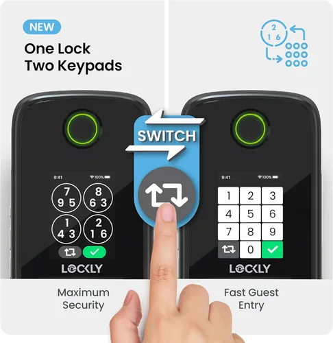 Vista 3 de Lockly Secure Pro Smart Lock con asa, huella digital biométrica y teclado patentado PIN Genie antiespía, cerradura de puerta de entrada sin llave