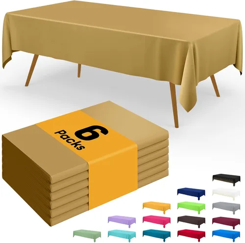 Vista 144 de Smiry - Juego de 6 manteles desechables, 54 x 78 pulgadas, manteles impermeables rectangulares para fiestas, cubierta de mesa de plástico