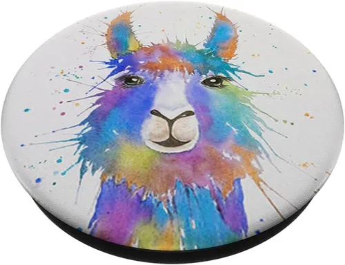Vista 2 de Cool Llama Design Paint Splatter on White For Llama Lovers - PopSockets Grip and Stand for Phones and Tablets