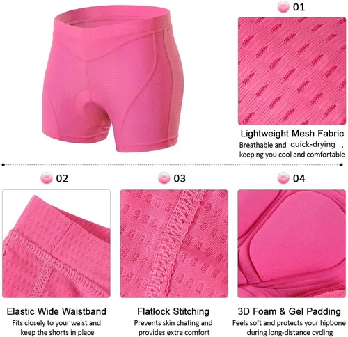 Vista 6 de LIXADA Pantalones cortos de ciclismo para mujer, 3D, acolchados, MTB