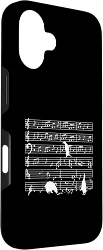 Vista 3 de iPhone 16 Notas musicales con pingüino en partitura musical - Estuche para profesor de música