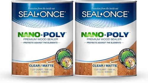 Vista 13 de Sellador Seal-Once Nano+Poly de madera penetrante con poliuretano, sellador impermeable de alta calidad, 1 galón, negro Sellador impermeable