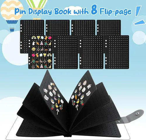 Vista 3 de Pin Storage Binder Holder, Pin Organizer Book, Durable Earring Jewelry Organizer Book, Travel Jewelry Organizer Book with Distinctive Book Design