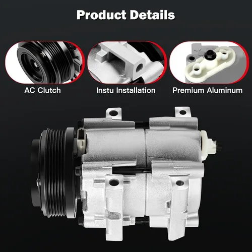 Vista 2 de cciyu Compresor de aire acondicionado apto para Ford Taurus para M-ercury Sable 3.0L 2001-2007 reemplaza al compresor de CA para automóvil 6 ranuras