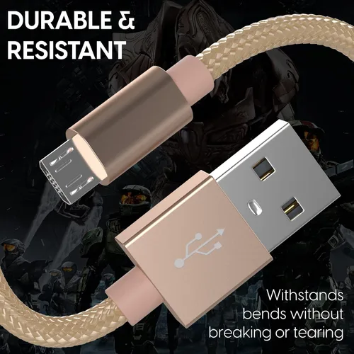 Vista 5 de TalkWorks 14093 - Cable de carga compatible con controladores de juegos Xbox One, cable de carga micro USB trenzado de nailon de 6 pies, carga