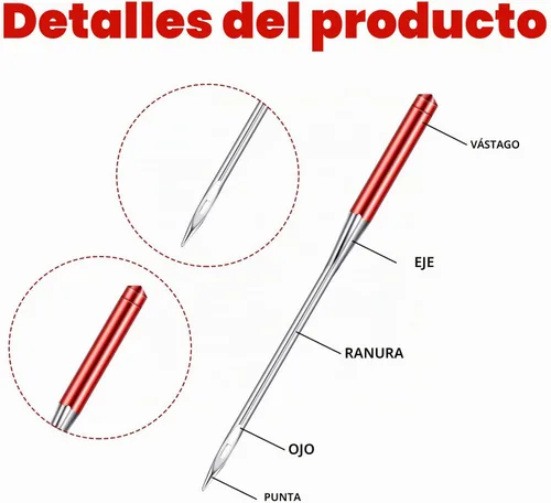 Vista 5 de WILLBOND 30 agujas universales para máquina de coser, 5 tamaños, color Color brillante