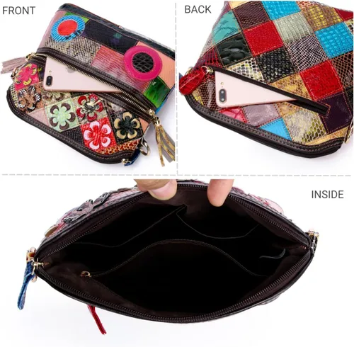 Vista 5 de Eysee Bandolera Mujer Multicolor, Bolso de Cuero Colorido Monederos (Multicolour5)
