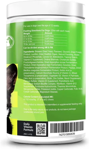 Vista 2 de IE - Multivitaminas para perros 4 en 1 Apoyo para las articulaciones, salud inmunológica, salud de la piel y el corazón Apoyo