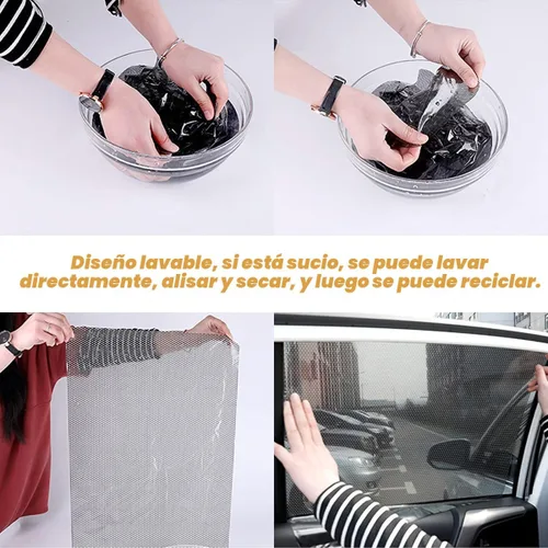 Vista 4 de Parasoles laterales para ventanas de coche, 4 piezas de películas adhesivas de sujeción estática, protector de rayos UV y privacidad, reutilizables