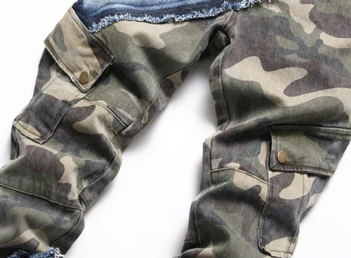 Vista 4 de Baylvn - Pantalones de mezclilla rectos ajustados para hombre, cómodos, para motociclista