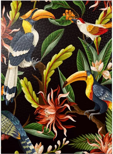 Vista 8 de MyPuzzle Birds with Tropical Leaves and Flowers - Rompecabezas de 100 piezas para adultos