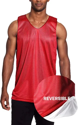 Vista 3 de Camiseta de baloncesto reversible para hombre de alta calidad que absorbe la humedad, Blanco