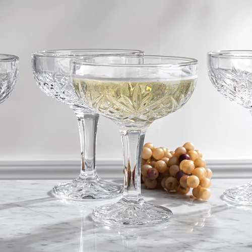 Vista 7 de Godinger Copas de champán, juego de copas de champán, copas de Martini Coupes Barware - Juego de 4, 6 onzas, Colección Dublin Crystal