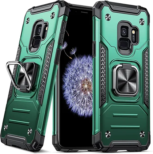 Vista 83 de DASFOND Diseñada para funda Galaxy S8 con soporte, anillo metálico giratorio mejorado de 360°, soporte kickstand de grado militar, resistente a