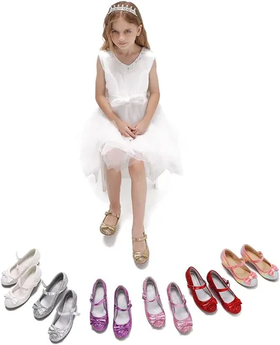 Vista 6 de K KomForme Zapatos de vestir para niña Mary Jane Glitter de 1.5 pulgadas, tacón bajo para boda, fiesta, zapatos de princesa