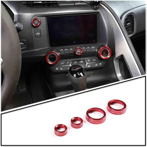 Vista 11 de Cubierta de botón de ajuste de volumen de aire acondicionado de aleación de aluminio compatible con Chevrolet Corvette C7 2014 2015 2016 2017 2018