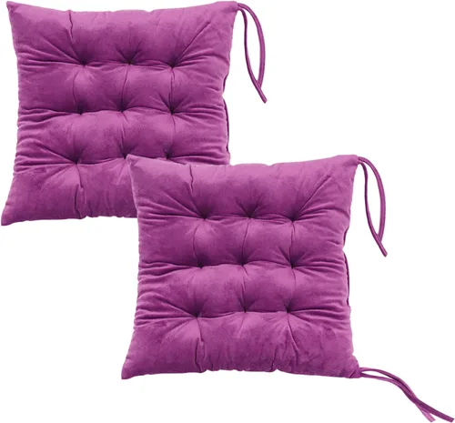 Vista 8 de Juego de 2 cojines para sillas de comedor con lazos, almohadilla antideslizante para silla de cocina para interior y tapete de asiento de comedor