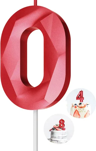 Vista 134 de Velas de cumpleaños con números (0 velas negras), forma de diamante 3D, decoración de pastel de feliz cumpleaños para niños y hombres, cumpleaños