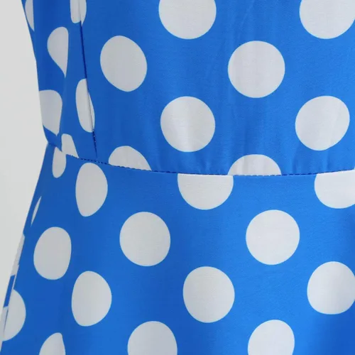 Vista 4 de Vestido de fiesta vintage de lunares con tirantes delgados Rockabilly Retro Swing Audrey Hepburn de los años 50 y 60