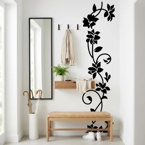 Vista 7 de Adhesivo decorativo de pared de vinilo extraíble de flores de ratán blanco mate de 6'' x 22