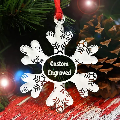 Vista 4 de LHS Adornos de Navidad personalizados para 2023 Decoraciones de copo de nieve para árbol, acrílico transparente resistente a roturas