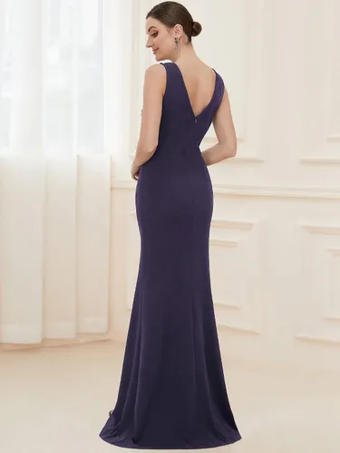 Vista 2 de Alisapan Vestidos formales largos elásticos con cuello en V para mujer 00007