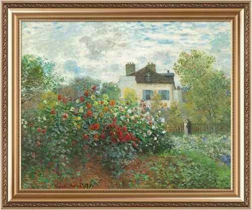 Vista 10 de IPIC - Reproducción artística de los lirios de agua de Claude Monet 1906, impresiones giclée coinciden con el marco dorado clásico, arte de pared