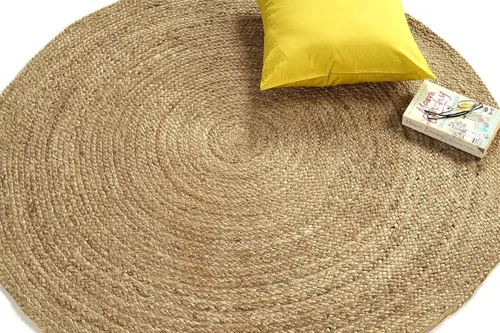 Vista 11 de GRUHUM Alfombra rectangular de yute de 6 x 9 pies, de fibra natural, estilo bohemio, trenzada a mano, suave, rústica, vintage, ecológica, alfombra
