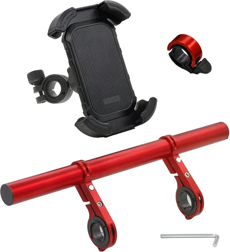 Vista 7 de Extensor de manillar de bicicleta con soporte para teléfono, barra de extensión de aluminio de 11.9", se ajusta a barras de 18–34mm, soporte
