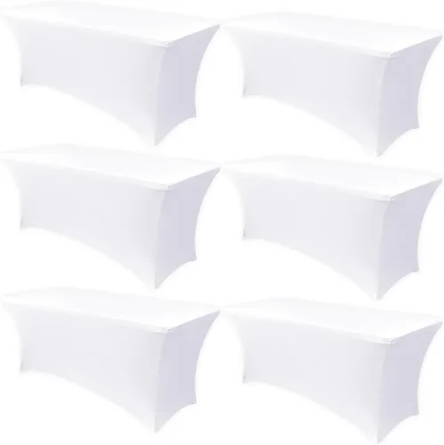 Vista 9 de Obstal Paquete de 6 Fundas de Mesa Elásticas de Spandex para Mesas de 6 Pies - Mantel Rectangular Universal Ajustado de 6 Pies Protector para Bodas