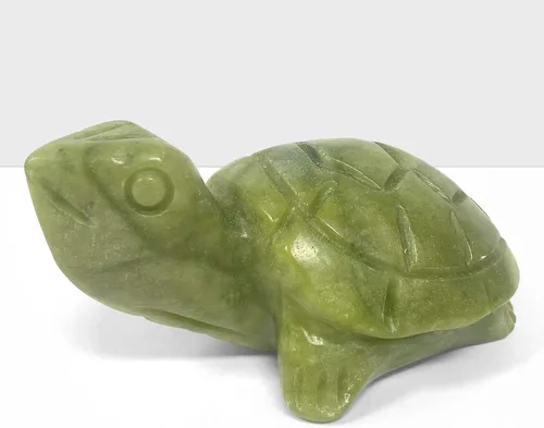 Vista 2 de Talla de piedras preciosas de cristal de tortuga nefrita tallada a mano
