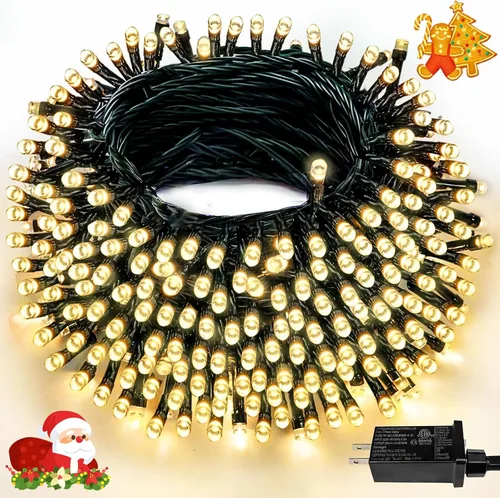 Vista 39 de Luces de cadena navideñas conectables de 240 LED de 88 pies, 13 modos, para interiores y exteriores, cable verde extensible, luces de árbol