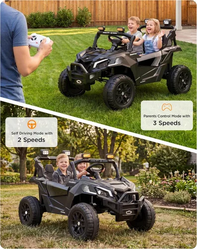 Vista 5 de Coches eléctricos de paseo con control remoto de 24 V para niños Negro