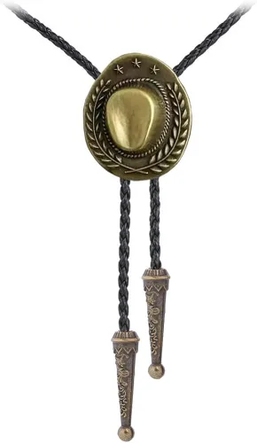 Vista 167 de Jeilwiy Corbata de bolo para hombre, corbata de vaquero occidental, collar de corbata de bolo dorado, corbata de cuero, corbata de Halloween