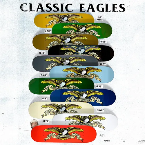 Vista 3 de Anti Hero - Tabla de monopatín con forma de águila azul Meanie 8.75 x 32.55 pulgadas, azul marino