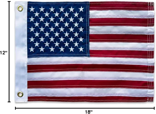 Vista 9 de Bandera estadounidense de barco de 12 x 18 pulgadas, estrellas bordadas, rayas cosidas, banderas de barco con 2 ojales de latón, bandera de Estados