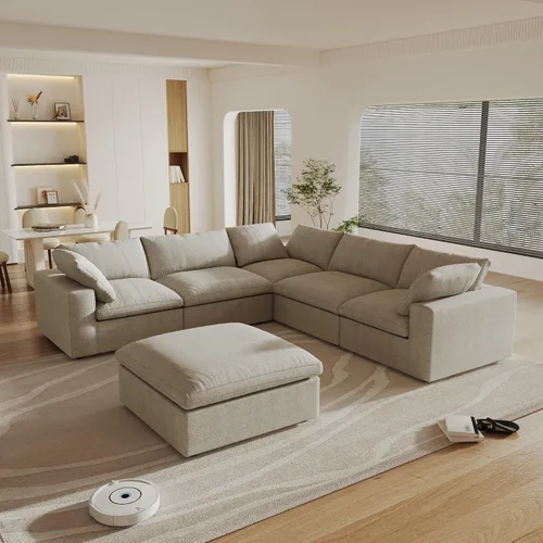 Vista 9 de Cloud - Sofá modular convertible de 80.3 pulgadas en forma de L para sala de estar con otomana de almacenamiento, sofás profundos minimalistas