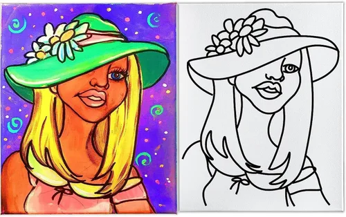 Vista 2 de INDIGO ART STUDIO Pintura en lienzo predibujada para adultos, niños y parejas, paquete de 4 a 40 unidades con descuento para actividades artísticas