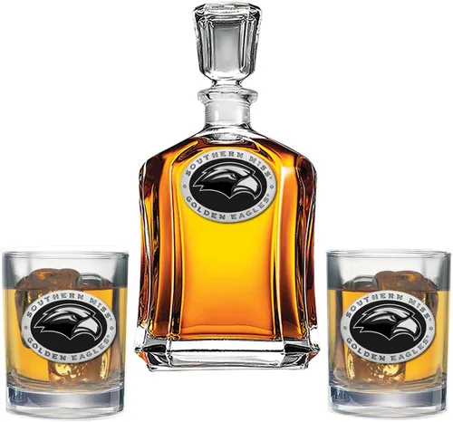 Vista 27 de Heritage Pewter Juego de decantador Appalachian State con 2 vasos combinados, vertedor de 24 onzas con 2 vasos dobles antiguos, vidrio de peltre