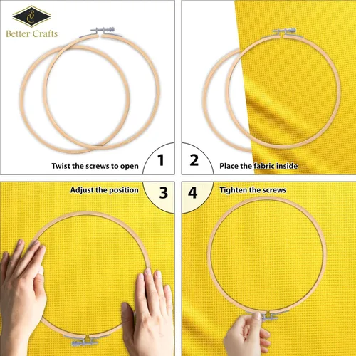 Vista 4 de Better Crafts 1 aro de madera para bordar de 4 pulgadas, aro de punto de cruz de bambú para bordado y artesanía práctica costura