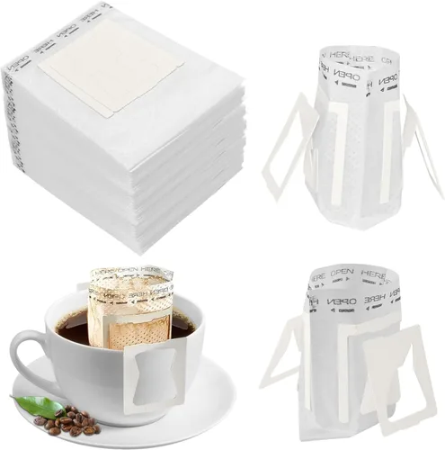 Vista 8 de 75 bolsas de papel de filtro de café con 75 bolsas de papel de aluminio para almacenamiento de café, bolsas de embalaje desechables de grado